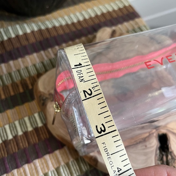 EVER Make-up Case, clear, gold zipper & coral pink, NWOT - Picture 5 of 7